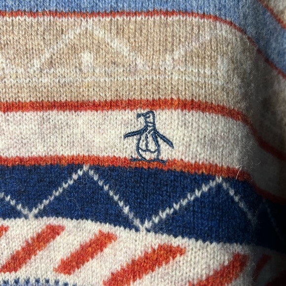 Original Penguin Beige Crewneck Sweater with Geometric Patterns - Picture 3 of 4